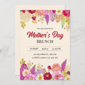 Moederdag Brunch Uitnodiging, Bloemen Moederdag Kaart (Voorkant / Achterkant)