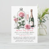 Moederdag brunch uitnodiging – Champagne & Roze (Staand voorkant)