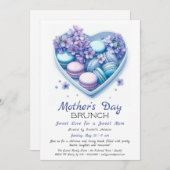 Moederdag brunch uitnodiging | Heart Macaron (Voorkant / Achterkant)