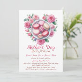 Moederdag brunch uitnodiging | Heart Macaron (Staand voorkant)
