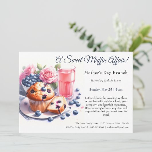 Moederdag brunch uitnodiging - Muffins affaire (Staand voorkant)