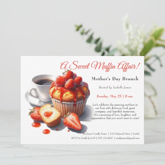Moederdag brunch uitnodiging - Muffins affaire (Staand voorkant)