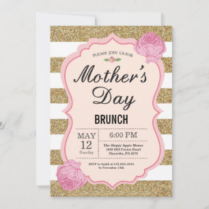 Moederdag brunch uitnodiging Roze Bloem