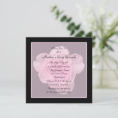 Moederdag Brunch Uitnodiging Roze Roos (Staand voorkant)