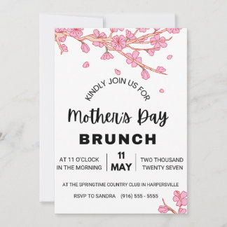 Moederdag brunch uitnodiging Waterverf Poppy