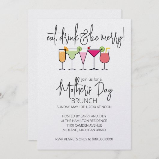 Moederdag Brunch Uitnodigingen (Voorkant / Achterkant)