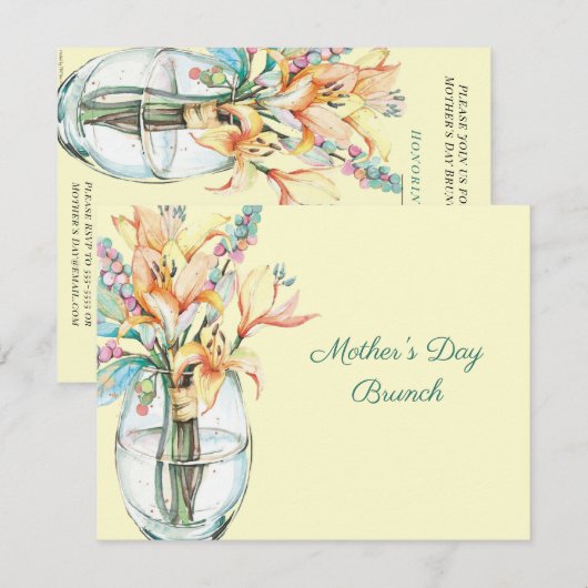 Moederdag Brunch Vaas van Daglelies Kaart (Voorkant / Achterkant)