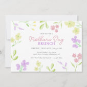 Moederdag Brunch Zachte Bloemen Waterverf Pastel Kaart (Voorkant)