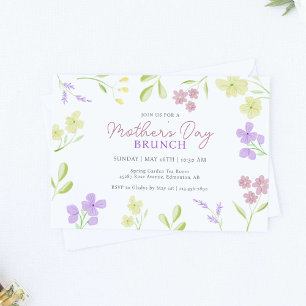Moederdag Brunch Zachte Bloemen Waterverf Pastel Kaart