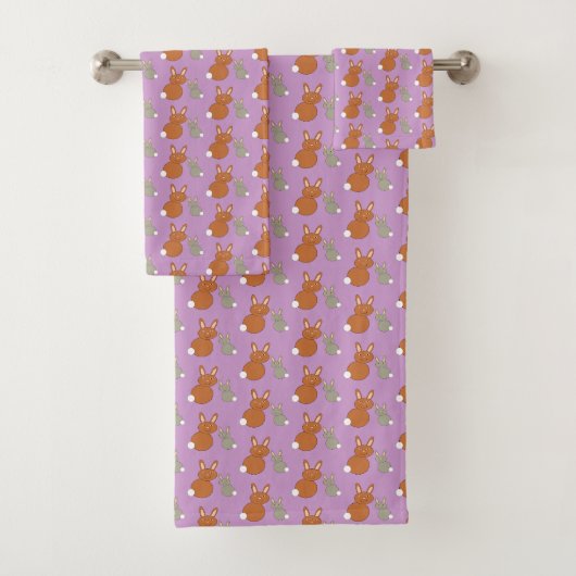 Moederdag Bunnies Patterned Towels Bad Handdoek (Insitu)