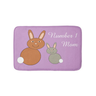 Moederdag Bunnies Personalized Bath Mat