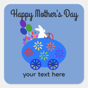 Moederdag Bunny Riding Egg Car #2 Sticker