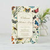 Moederdag Butterflies Birds Invitation Kaart (Staand voorkant)