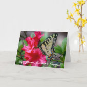 Moederdag Butterfly Wenskaart Kaart (Gele Bloem)