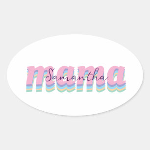 Moederdag cadeau kids naam MAMA cadeau Ovale Sticker