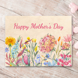 Moederdag Cadeau Watercolor Bloemen Feestdagenkaart