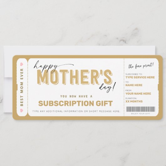 Moederdag Cadeaubon Cadeaudoos Voucher Kaart (Voorkant)