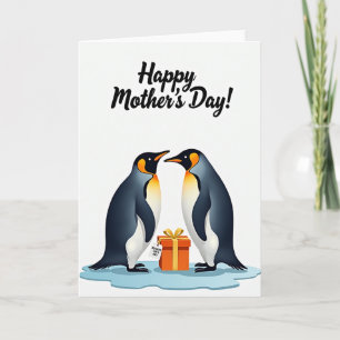 Moederdag cadeaukaart pinguïn kaart