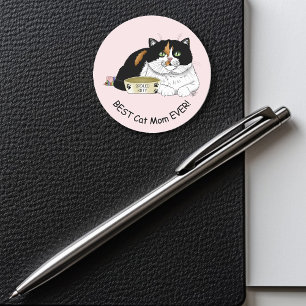 Moederdag Calico Cat Ronde Sticker