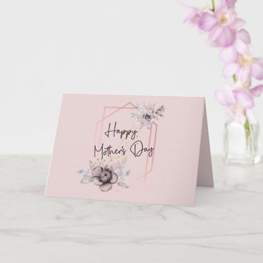 Moederdag Card Pink Floral met bericht binnenin Kaart (Orchidee)
