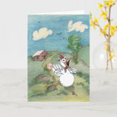 Moederdag Cartoon Chicken and Egg. Kaart (Gele Bloem)