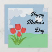 Moederdag cartoon tulp kleurig bedankkaart (Voorkant / Achterkant)