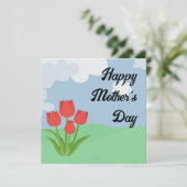Moederdag cartoon tulp kleurig bedankkaart (Staand voorkant)