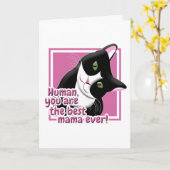 Moederdag Cat Kaart (Gele Bloem)