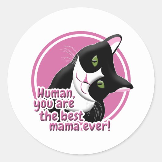 Moederdag Cat Ronde Sticker (Voorkant)