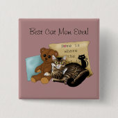 Moederdag Cat Vierkante Button 5,1 Cm (Voorkant)