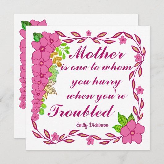 Moederdag citaat van Emily Dickinson Kaart (Voorkant / Achterkant)