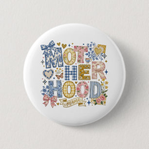Moederdag Coquette Strikken Bloemen Mama Moeder Ronde Button 5,7 Cm