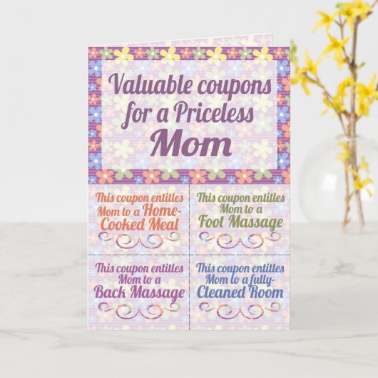 Moederdag Coupons Kaart (Gele Bloem)