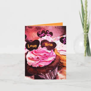 Moederdag Cupcake Love Mom Oranje Kaart