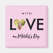 Moederdag Custom Foto Roze Hart Lijst Magneet (Voorkant)