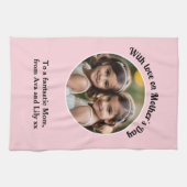 Moederdag Custom Photo Pink Theedoek (Horizontaal)