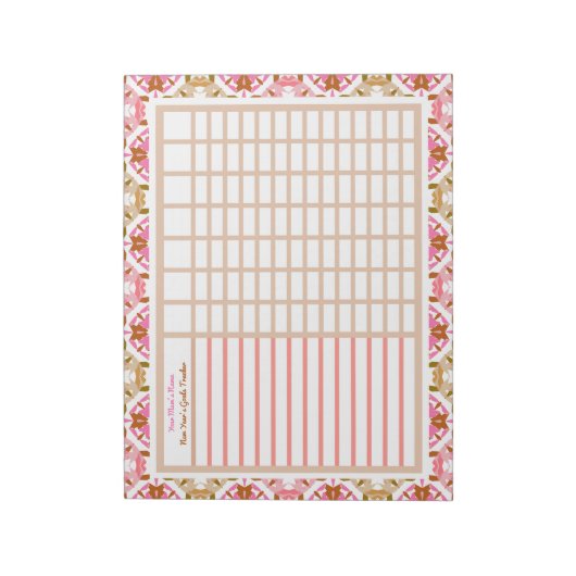 Moederdag Custom Pink New Year's Goals Tracker Notitieblok (Gedraaid)