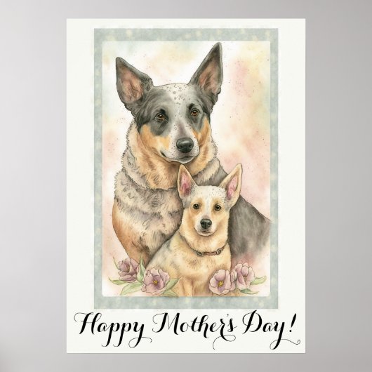 Moederdag Cute Australian Cattle Dog mama Poster (Voorkant)
