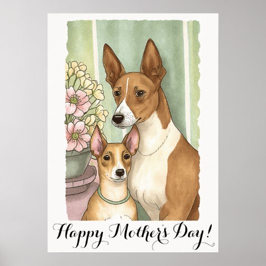 Moederdag Cute Basenji Dog mama Poster (Voorkant)