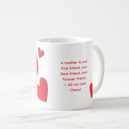 Moederdag Cute Modern Hearts Script Mok (Voorkant rechts)