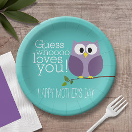 Moederdag - Cute Owls - Wie houdt van u Papieren Bordje
