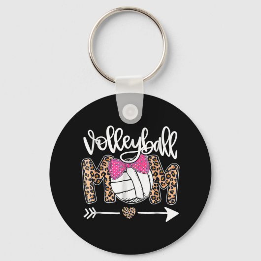 Moederdag Cute Volleyball Ma Leopard Fun Ball Sleutelhanger (Voorkant)