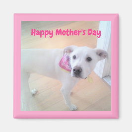 Moederdag Cute White Puppy Dog Roze Magneet