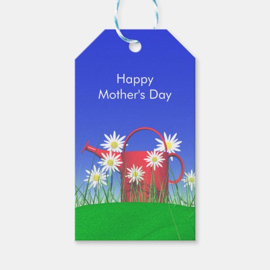 Moederdag Daisies and Watering Can Cadeaulabel (Voorkant)
