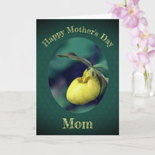 Moederdag Dank je wel mama Yellow Lady Slipper Kaart