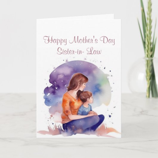 Moederdag Dochter in Recht Waterverf Kaart (Voorkant)