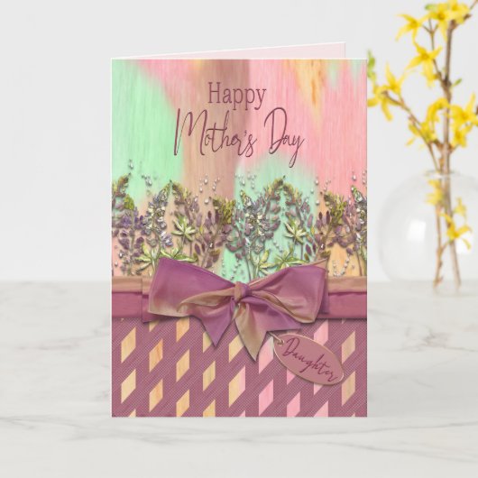 Moederdag, Dochter, Waterverf Bloemen en Boog Kaart (Gele Bloem)