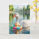 Moederdag Duck en Duckling Kaart (Gele Bloem)