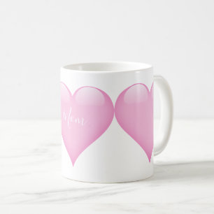 Moederdag Eenvoudig roze hart persoonlijk Koffiemok