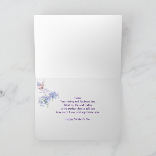 Moederdag Elegant Garden Butterfy Zuster Kaart (Binnen)